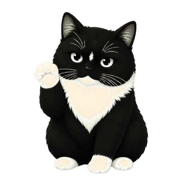 挥手的奶牛猫
